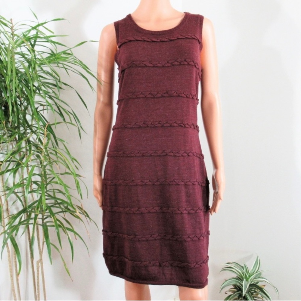 Calvin Klein Burgundy Knit Sleeveless Sheath